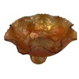 Marigold Carnival Glass Holly Bowl