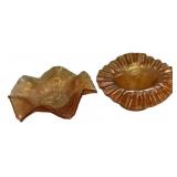 Marigold Carnival Glass Ruffled Bowls