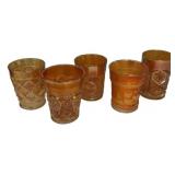 Marigold Carnival Glass Tumblers Set/5