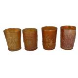 Marigold Carnival Glass Tumblers Set/4
