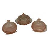 Pink Depression Glass Butter Dishes Set
