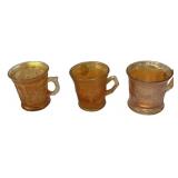 Marigold Carnival Glass Mugs Set of 3