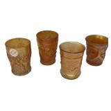 Marigold Carnival Glass Tumblers Set/4