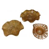 Marigold Carnival Glass Bowls Lot of 3