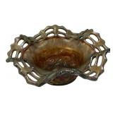 Carnival Glass Open Edge Basket Bowl