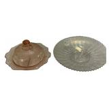 Depression Glass Dish & Carnival Bowl