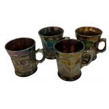 Carnival Glass Bird Mugs Set of 4