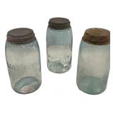Antique Mason Patent Glass Jars Lot/3