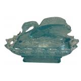 Glass Swan on Nest Covered Dish
