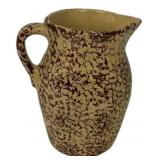 Brown Spongeware Stoneware Pitcher