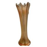 Marigold Carnival Glass Swung Vase