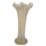 White Opalescent Glass Swing Vase