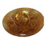 Marigold Carnival Glass Poinsettia Bowl