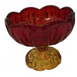 Amberina Glass Footed Compote Bowl