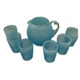 Fenton Blue Opalescent Hobnail Set