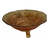 Marigold Carnival Glass Footed Bowl