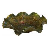 Carnival Glass Grape & Leaf Bowl
