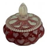 Fenton Cranberry Heart Covered Dish