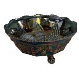 Carnival Glass Footed Grape Bowl