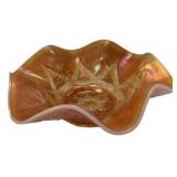 Marigold Carnival Glass Ruffled Bowl