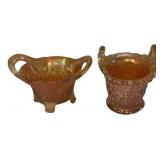 Carnival Glass Basketweave Sugar Creamer