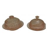 Pink Depression Glass Butter Dishes (2)