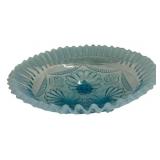 Blue Opalescent Pressed Glass Bowl