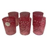 Cranberry Opalescent Glass Tumblers Set