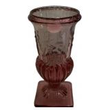 Pink Depression Glass Figural Urn Vase