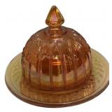 Marigold Carnival Glass Butter Dish