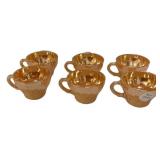 Fire-King Peach Lustre Swirl Cups Set 6