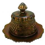 Carnival Glass Covered Butter Dish
