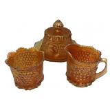 Marigold Carnival Glass Table Set 3pc
