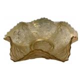 Marigold Carnival Glass Ruffled Bowl