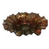 Carnival Glass Ruffled Edge Bowl
