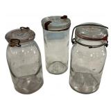Antique Glass Canning Jars Set of 3