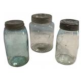 Lot of 3 Antique Glass Canning Jars