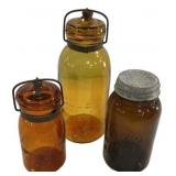 Antique Amber Glass Canning Jars Lot