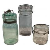 Antique Glass Canning Jars Lot of 3