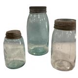 Antique Mason & Crown Canning Jars (3)