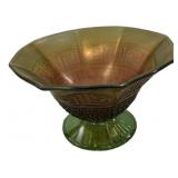 Carnival Glass Greek Key Compote Bowl