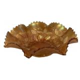 Marigold Carnival Glass Ruffled Bowl