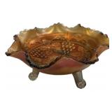Carnival Glass Grape Footed Bowl
