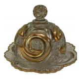 EAPG Gold Trim Domed Butter Dish