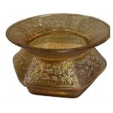 Amber Iridescent Art Glass Spittoon Vase