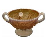 Marigold Carnival Glass Two-Handle Bowl