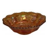 Marigold Carnival Glass Poinsettia Bowl