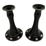 Black Polka Dot Ceramic Candlesticks