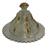 Gold-Trimmed Glass Butter Dish Dome
