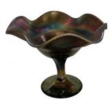 Carnival Glass Ruffled Edge Compote